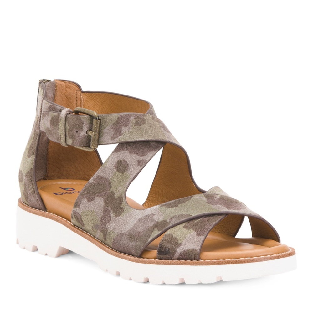 🎉LAST PIECE🎉BIONICA Suede Camo Dania Comfort Sandals